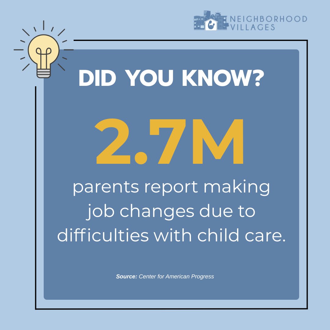 Neighborhood Villages (@nvsboston) on Twitter photo According to a 2023 report from <a href="/amprog/">American Progress</a>, more than 2 million parents had to leave a job, turn down a job offer, or significantly adjust their work schedule due to issues with child care. According to a 2023 report from <a href="/amprog/">American Progress</a>, more than 2 million parents had to leave a job, turn down a job offer, or significantly adjust their work schedule due to issues with child care.