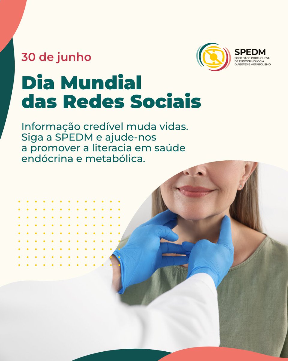 As redes sociais aproximam-nos — e quando a informação é credível, pode mesmo ajudar a salvar vidas.​
Acompanhe a SPEDM e ajude-nos a promover a literacia em saúde endócrina e metabólica.

Estamos presentes no FB, IG, LinkedIn e X. ​
Siga-nos! Informação com base na ciência.