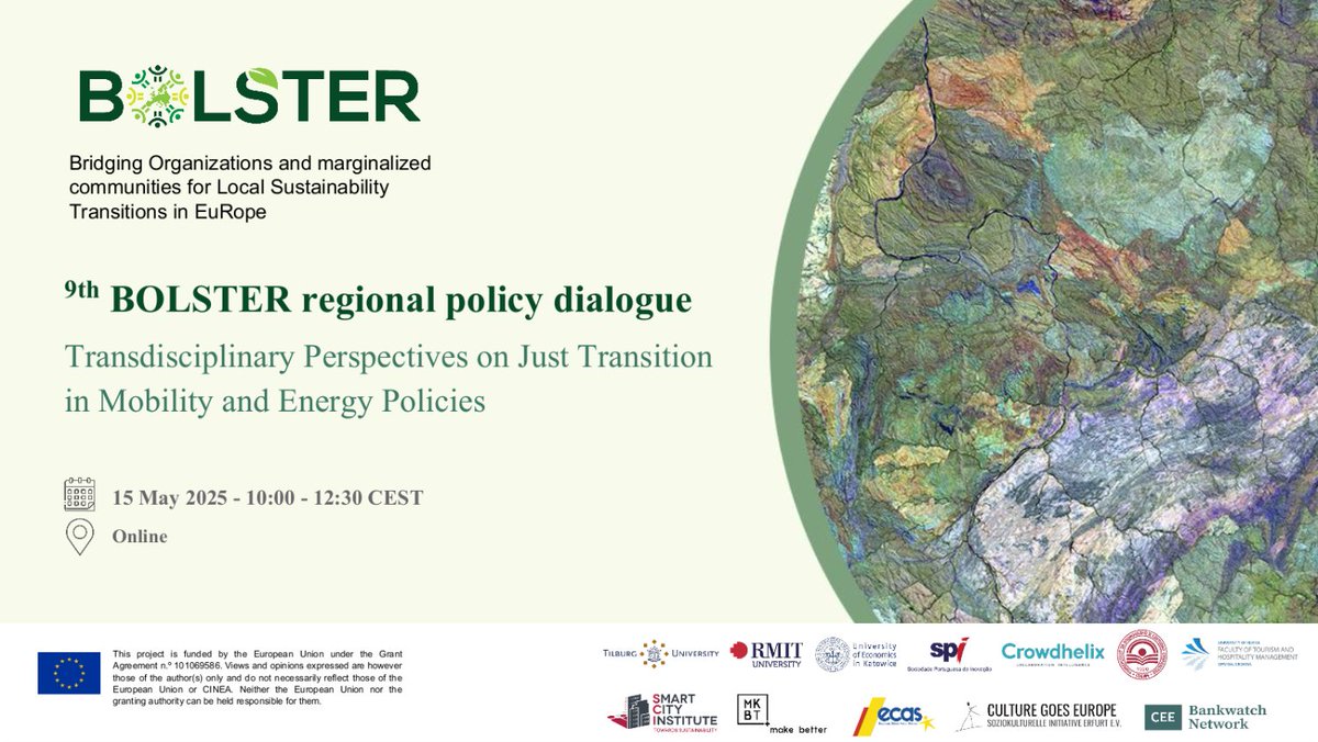 9th BOLSTER Dialogue united experts, citizens &amp; EU leaders to rethink a Just Transition in energy &amp; mobility

Co-hosted with #horizoneu &amp; BOLTER's sister project TANDEM, explored the themes:
✨ Empowerment
⚖️ Energy justice
🗣️ Inclusion
🔗 tinyurl.com/4bk4baeu