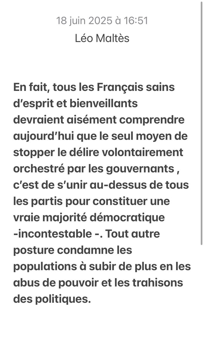 En fait, tous les Français sains d’esprit et bienveillants devraient aisément comprendre aujourd’hui que le seul moyen de stopper le délire volontairement orchestré par les gvts, c’est de s’unir au-dessus de tous les partis pour constituer une vraie majorité démocratique…