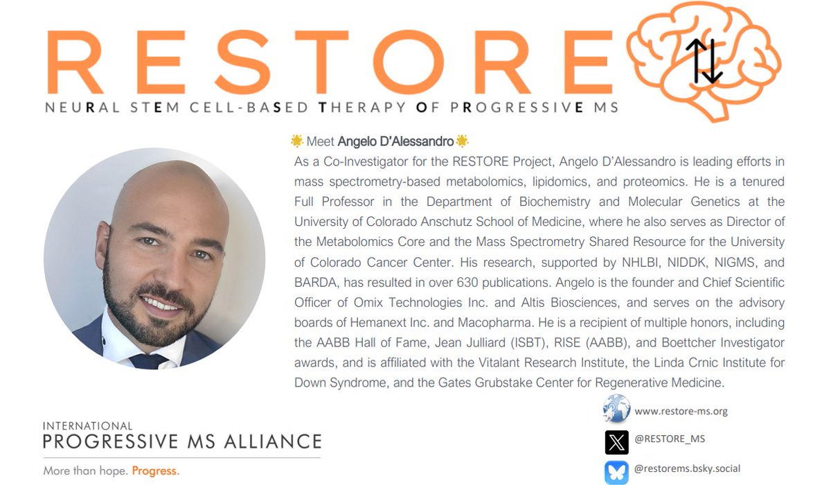 RESTORE (@restore_ms) on Twitter photo 🧠 Meet Angelo D’Alessandro, <a href="/dalessandrolab/">Angelo D'Alessandro</a> — a driving force behind the RESTORE team. His work is helping advance new treatments and deepen our understanding of multiple sclerosis. #MSResearch #Restore 🧠 Meet Angelo D’Alessandro, <a href="/dalessandrolab/">Angelo D'Alessandro</a> — a driving force behind the RESTORE team. His work is helping advance new treatments and deepen our understanding of multiple sclerosis. #MSResearch #Restore