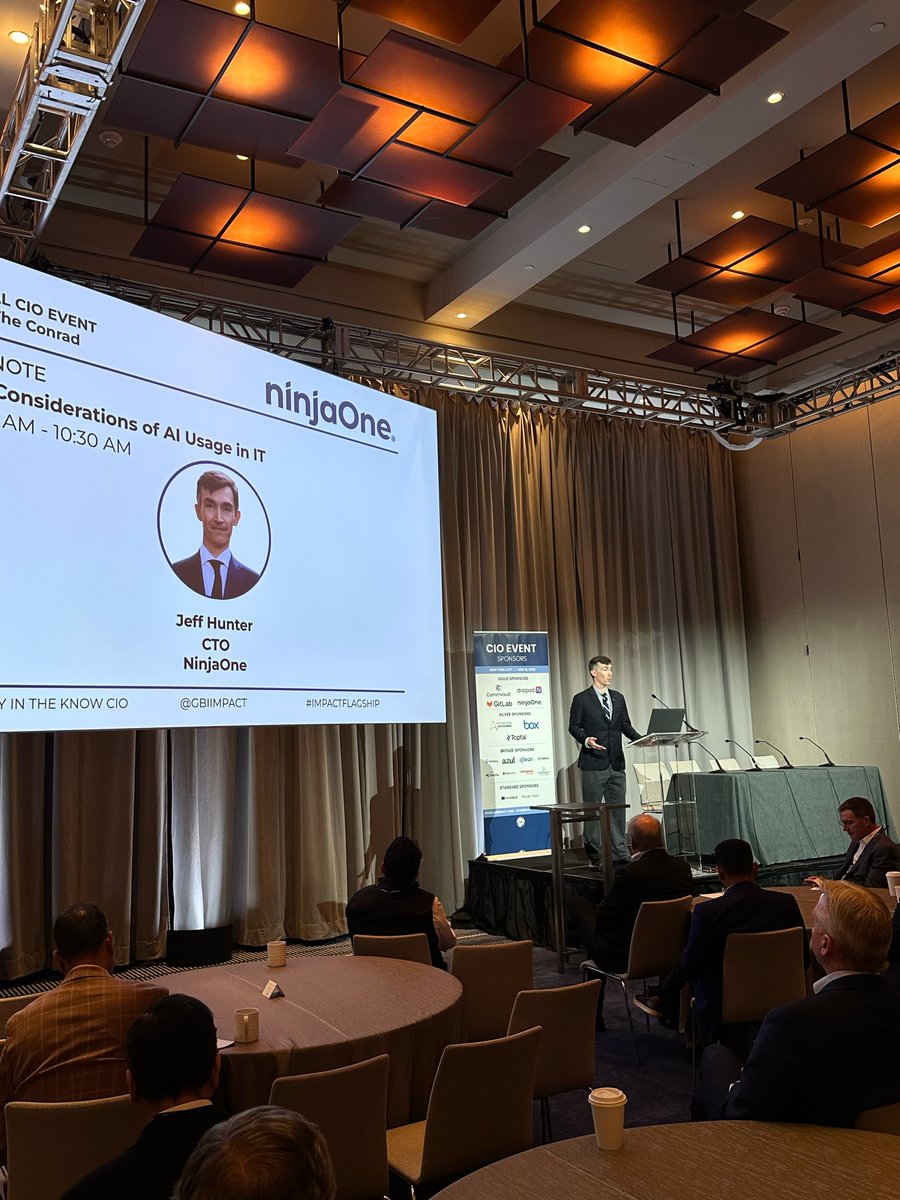 "The Considerations of AI Usage in IT" with Jeff Hunter representing <a href="/ninjaone/">NinjaOne</a>  in the CIO room now! #ImpactFlagship
