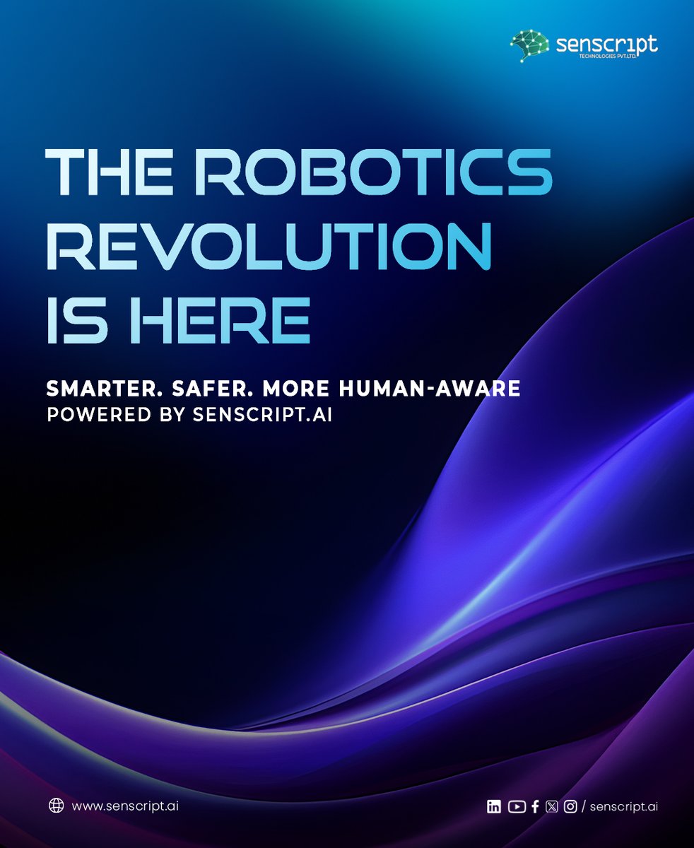 senscript's tweet image. The boundaries between intelligence and automation are disappearing, and Senscript.ai is leading this convergence.

For more info, Visit- senscript.ai

#SenscriptAI #SmartAutomation #FutureOfWork #Cobots #AIInnovation #TechWithPurpose #RobotRevolution