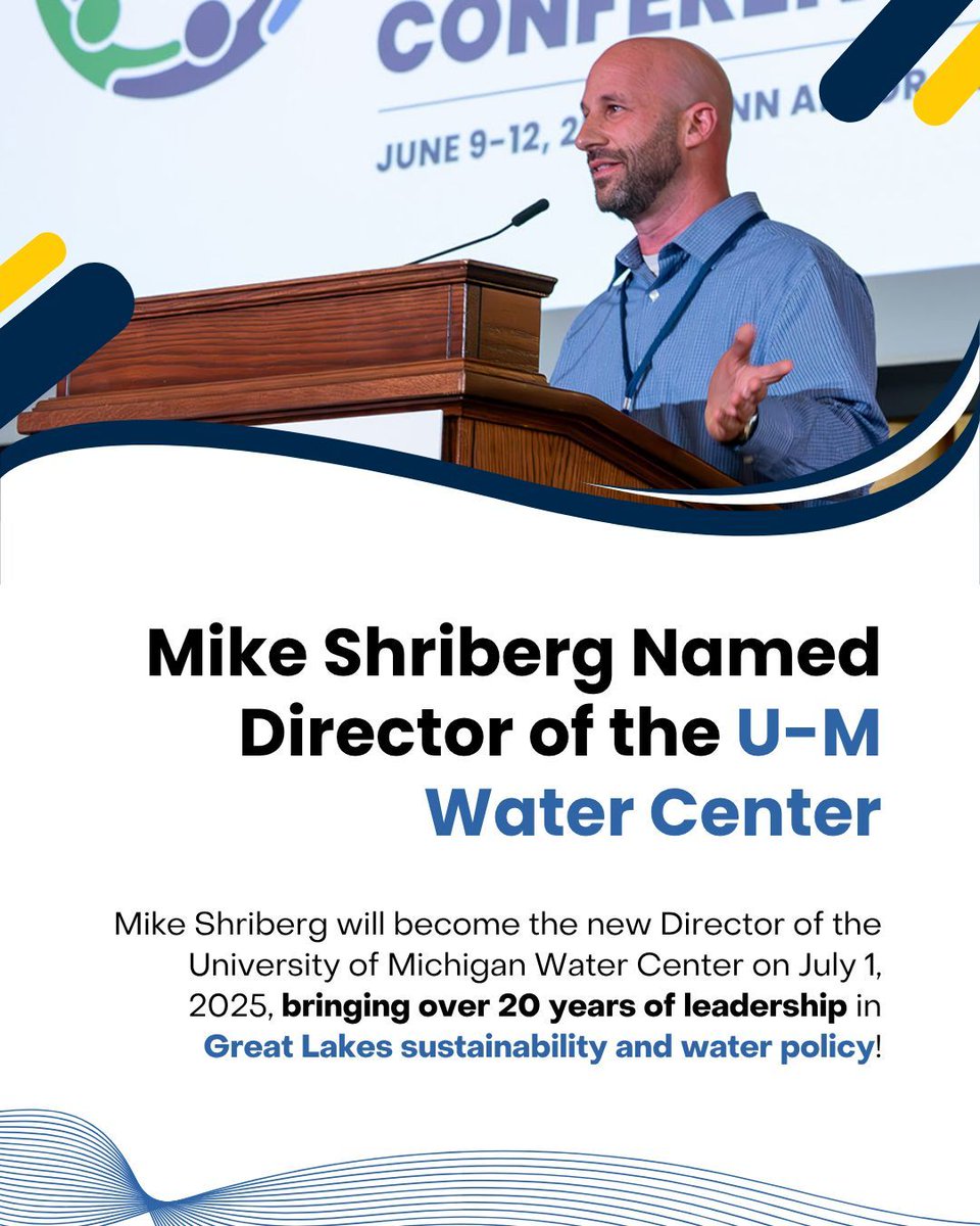 Big news! 🎉 Mike Shriberg takes the helm as Director of the U-M Water Center on July 1! 💧 With decades of experience in #GreatLakes policy, he’s ready to dive in! 🌎 

#WaterLeadership #Sustainability #GoBlue