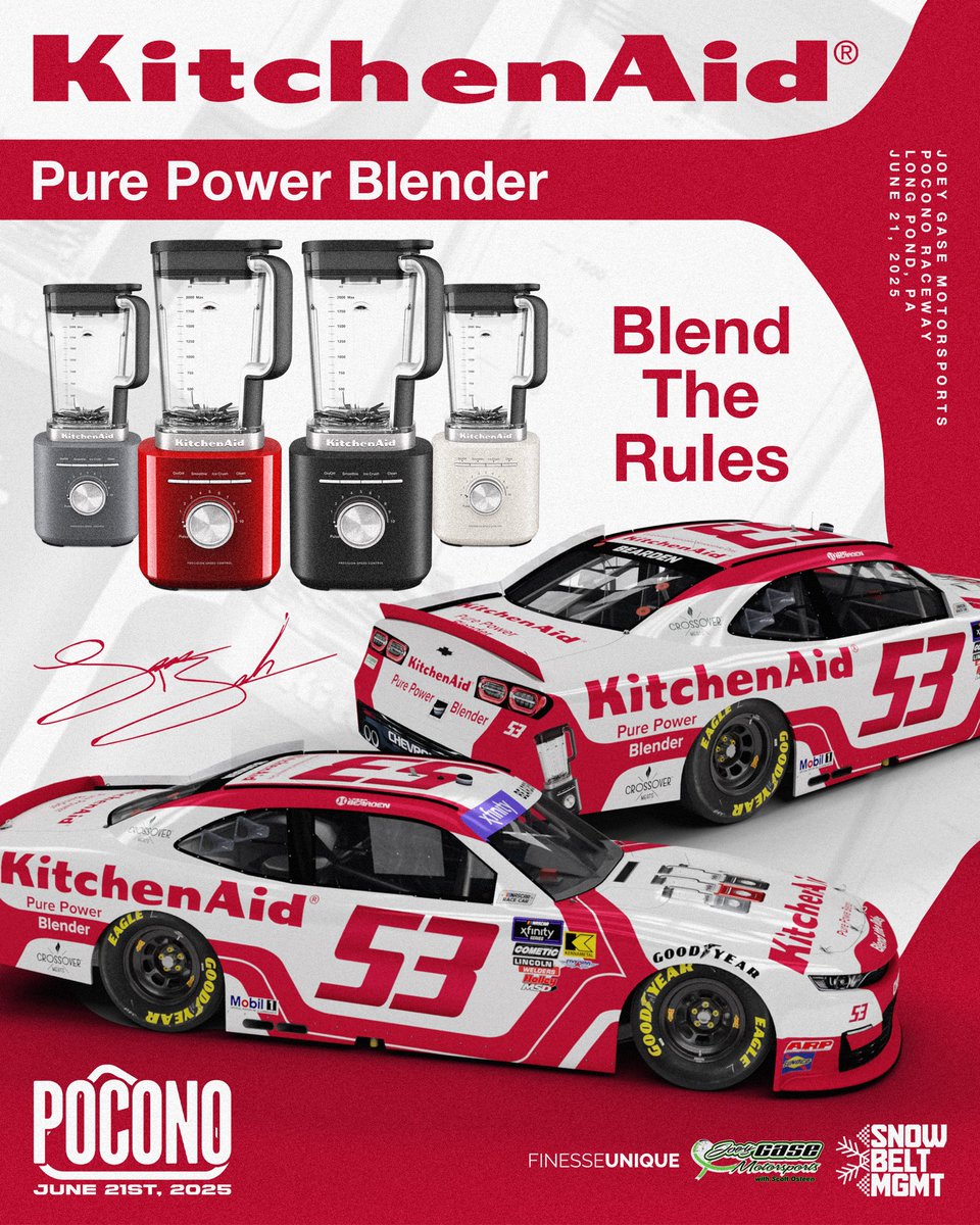 _TaylorKitchen_'s tweet photo. .@LoganBearden_ will partner with @KitchenAidUSA for the upcoming NASCAR Xfinity Series race at Pocono Raceway, driving the No. 53 entry for @J_G_Motorsports. 

The collaboration will spotlight National Smoothie Day, celebrated this Saturday. https://t.co/on1eYzlWk0