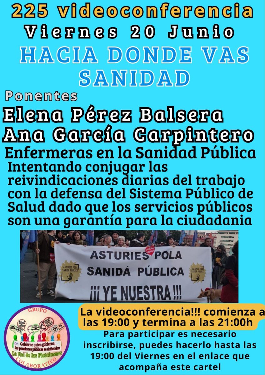 Mov. Defensa Pensions Públicas e do publico Lugo (@modepenl) on Twitter photo A LAS 19 HORAS DEL VIERNES CONECTATE
#SanidadPública100%
#DefiendelaYa
*HACIA DONDE VAS SANIDAD*
Inscríbase en el enlace👇🏻👇🏻👇🏻👇🏻
*us02web.zoom.us/meeting/regist…*
Recibirá E-mail para unirse
<a href="/pensionazo_no/">G. C. LA VOZ de LAS PLATAFORMAS</a>
<a href="/PorLaUnidadPens/">@PorLaUnidadSocial</a>
<a href="/LaVozenIgualdad/">La Voz de las Plataformas por la igualdad.</a> A LAS 19 HORAS DEL VIERNES CONECTATE
#SanidadPública100%
#DefiendelaYa
*HACIA DONDE VAS SANIDAD*
Inscríbase en el enlace👇🏻👇🏻👇🏻👇🏻
*us02web.zoom.us/meeting/regist…*
Recibirá E-mail para unirse
<a href="/pensionazo_no/">G. C. LA VOZ de LAS PLATAFORMAS</a>
<a href="/PorLaUnidadPens/">@PorLaUnidadSocial</a>
<a href="/LaVozenIgualdad/">La Voz de las Plataformas por la igualdad.</a>