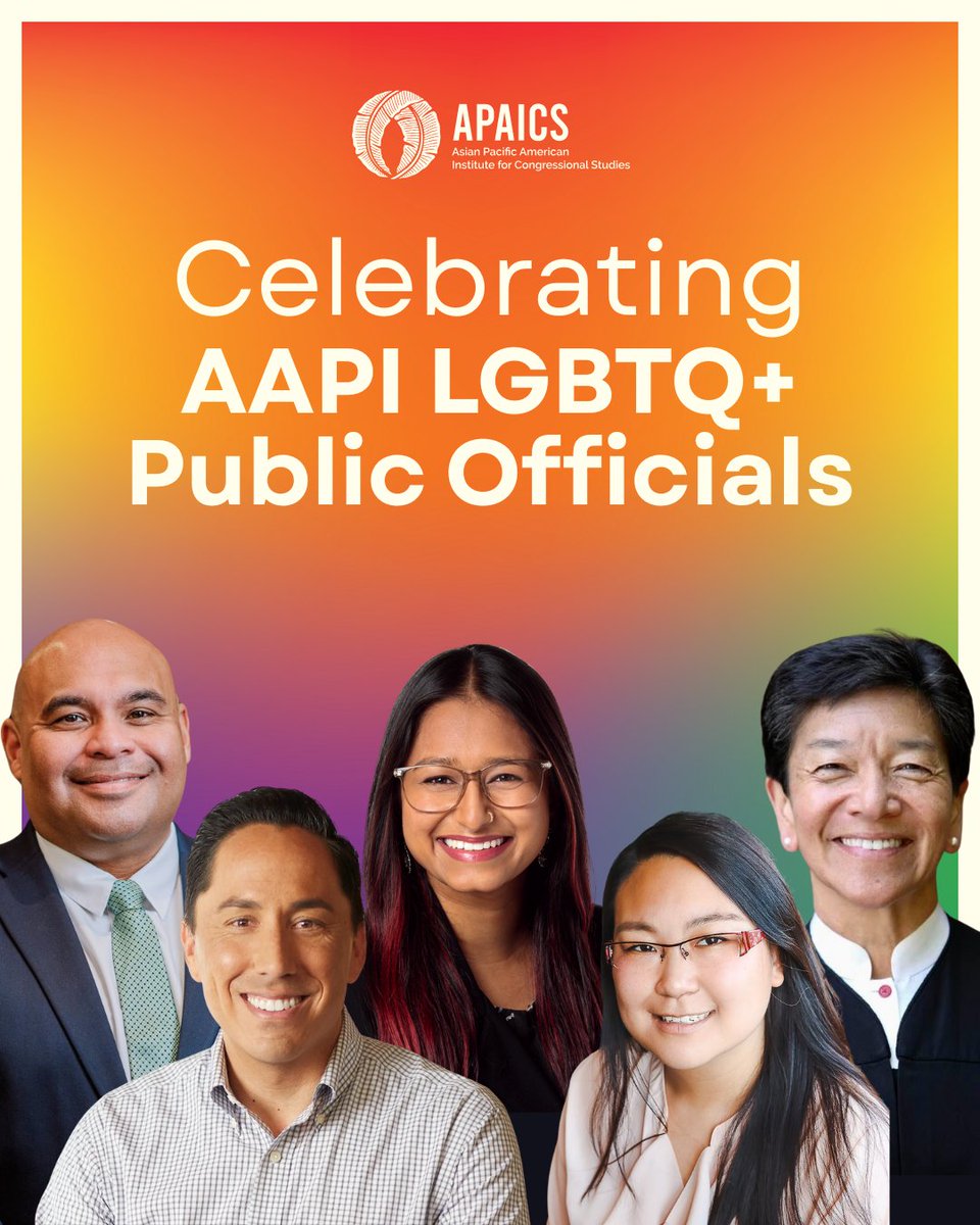 🌈 This Pride Month, we’re celebrating AAPI LGBTQ+ leaders breaking barriers: Josh Tenorio (Guam Lt. Gov), Todd Gloria (San Diego Mayor), Arzin Awal (Duluth Council), Vick Van Chung (CCSF Trustee), &amp; Justice Mary Yu (WA Supreme Court). 

Representation matters! 🏳️‍🌈✨