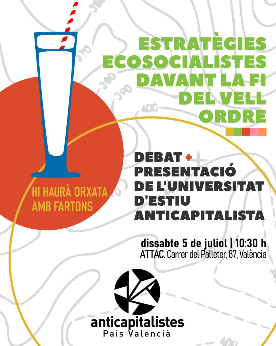 Vos convidem el dissabte 5 de juliol a les 10:30 h a una trobada d'anticapitalistes on debatrem algunes propostes per fer front al creixement de l'extrema dreta tant en l'àmbit internacional com a l'estat espanyol en el context de poli-crisi que patim.