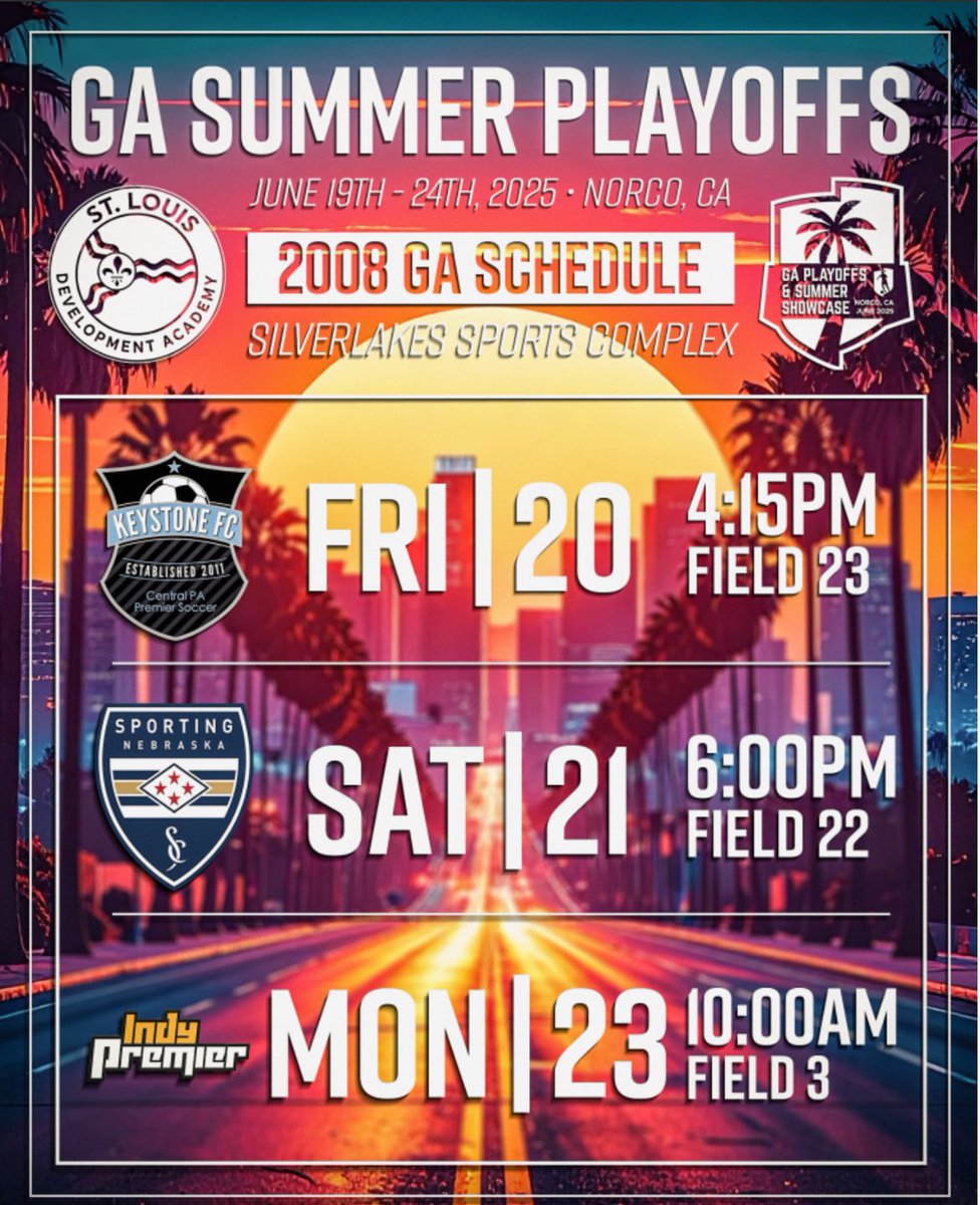 So ready to head out to Norco for playoffs! Our team is beyond excited and ready for this competition. <a href="/ImCollegeSoccer/">College Soccer Truth ™</a> <a href="/ImYouthSoccer/">ECNL/GA/Recruiting/College Soccer</a> <a href="/08Academy/">STLDA 2008 GA</a>