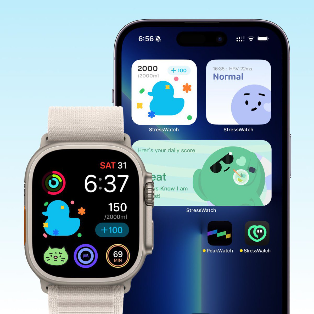 You can now track your water intake on StressWatch! 💧🐥
 Hydration affects your stress and HRV more than you think.
Even mild dehydration adds to your stress load.
 Drinking water boosts your nervous system and HRV — it’s an easy win.#StressWatch #HRV #hydration #WellnessTech
