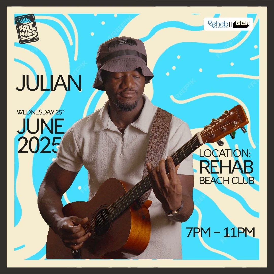 GoldCoastReport's tweet image. Behind every unforgettable live set is a musician who brings it all together.
For Salt &amp;amp; Sounds, that’s Julian — a guitarist with range, soul, and a serious ear.
Expect silky chords, unexpected flips, and moments that linger.

June 25 · Rehab Beach Club. 7–11PM
Experience it live
