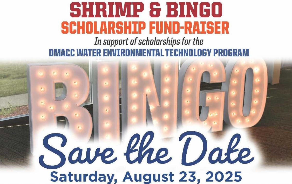 DMACCFoundation's tweet photo. SAVE THE DATE!
Shrimp &amp; Bingo
Saturday, August 23
FFA Enrichment Center in Ankeny

Expect piles of perfectly seasoned shrimp, a relaxed atmosphere, an open bar, and spirited BINGO rounds with fun prizes in support of students! 

Details/tickets: https://t.co/OmaQYwl1RC https://t.co/mCZUZ3Po0s