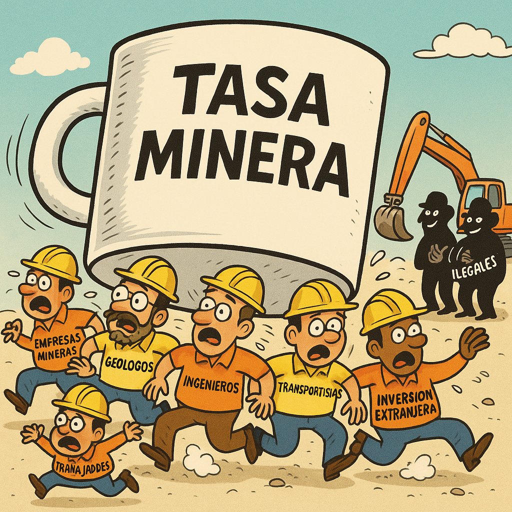 steviegamboa's tweet photo. "La minería es la actividad que más impuesto soporta de todas, es la única que paga impuestos cuando no está comercializando un producto o teniendo ganancias. Esta “tasa” representa un valor hasta quince veces superior al ya pagado anualmente por concepto de patente de conservación —y que es una de las más altas de la región—, lo que nos convertiría automáticamente en el país más caro del mundo para hacer exploración minera."
👇https://t.co/vocEimML09…