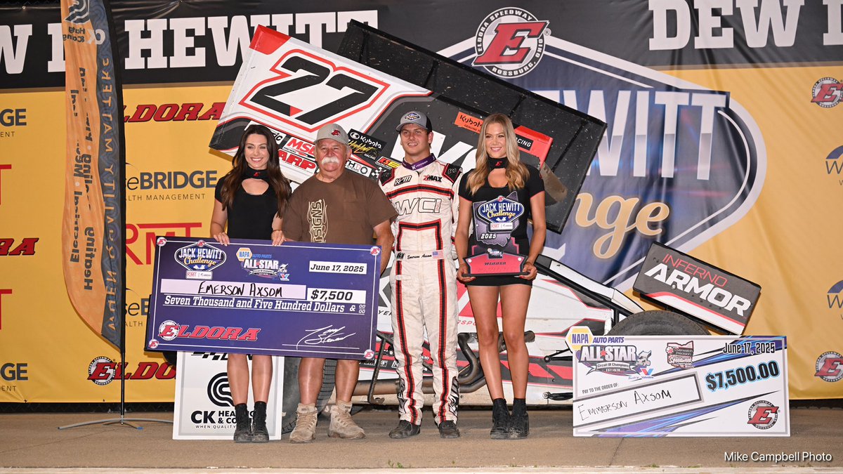 KPMotorsports27's tweet image. Winner Winner!!!! Emerson wins at Eldora Speedway with All-Star. #KPM