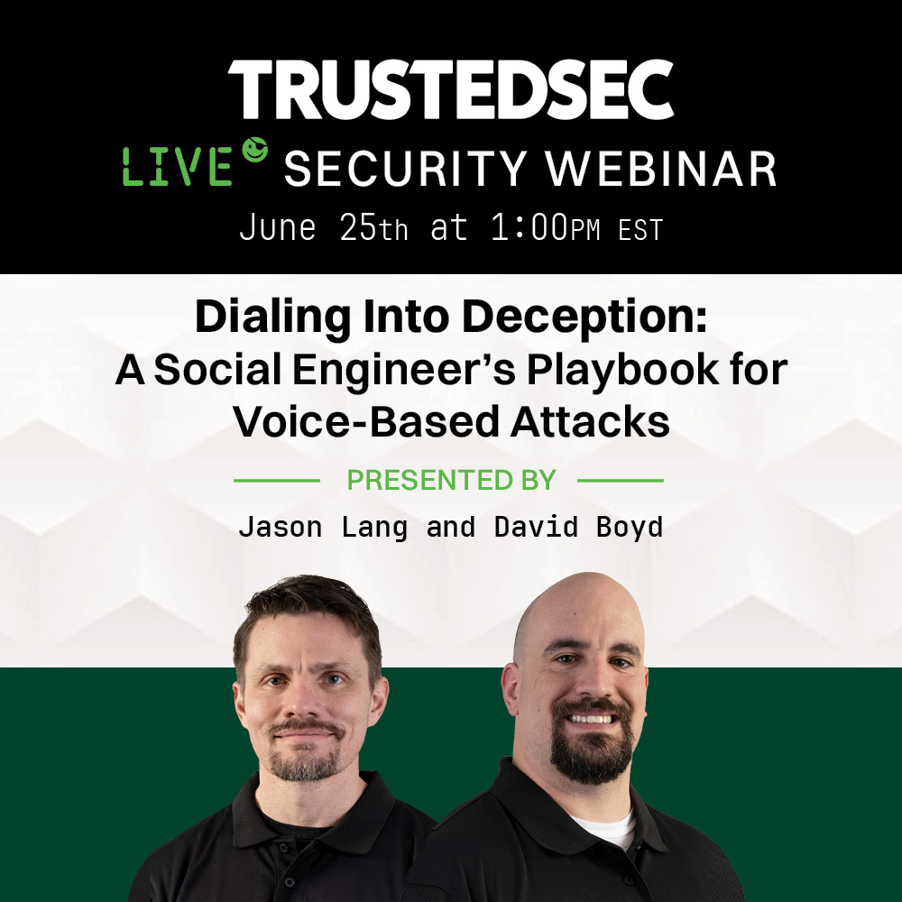 TrustedSec's tweet image. How can you best train your staff against social engineering attacks carried out by groups like #ScatteredSpider? Join us for our next #webinar as we share practical tips for strengthening your people-powered defenses. Register now! @curi0usJack @fir3d0g  trustedsec.zoom.us/webinar/regist…