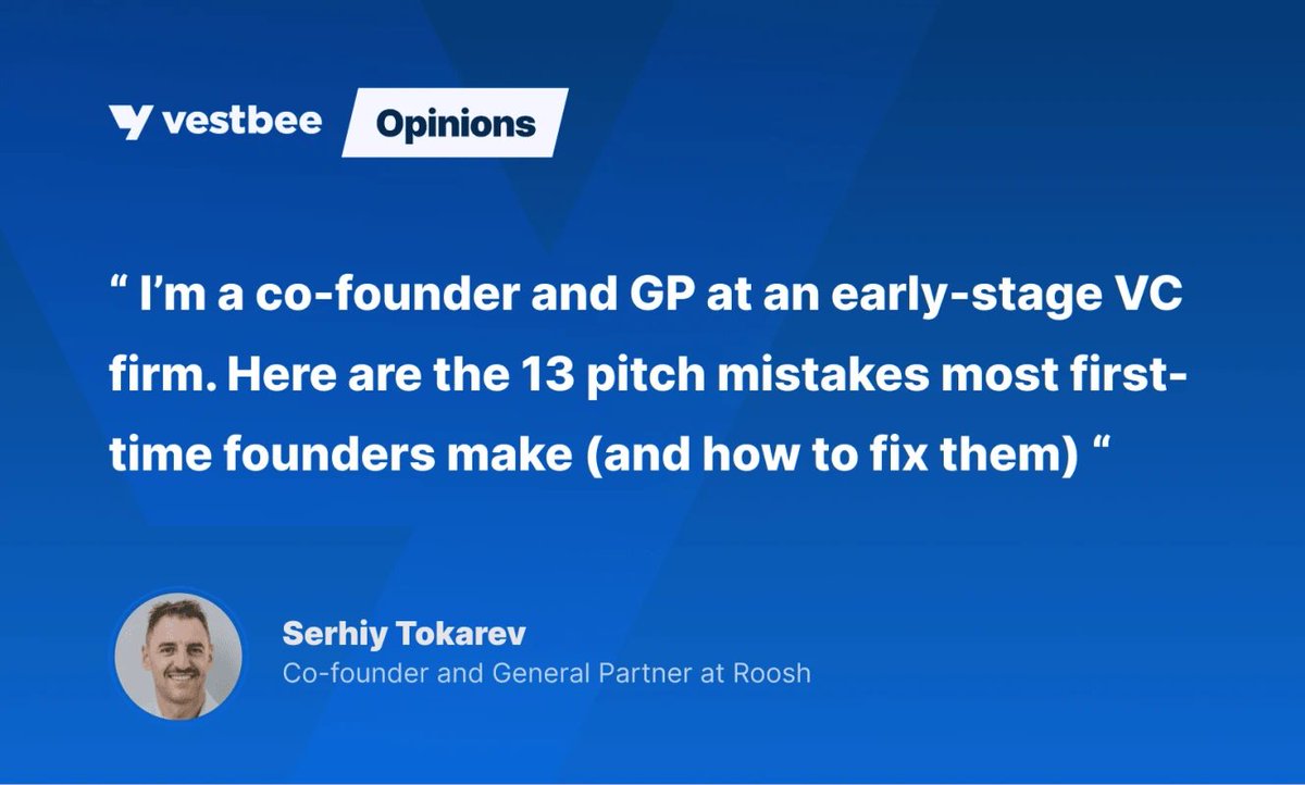 roosh_tech's tweet image. Pitching can open doors — or close them.
Read the new article by @TKRV_SRG, our Co-founder and General Partner, for @vestbee_com, where he breaks down 13 common mistakes founders make while pitching — and how to avoid them.

🤟Dive in here: vestbee.com/blog/articles/…