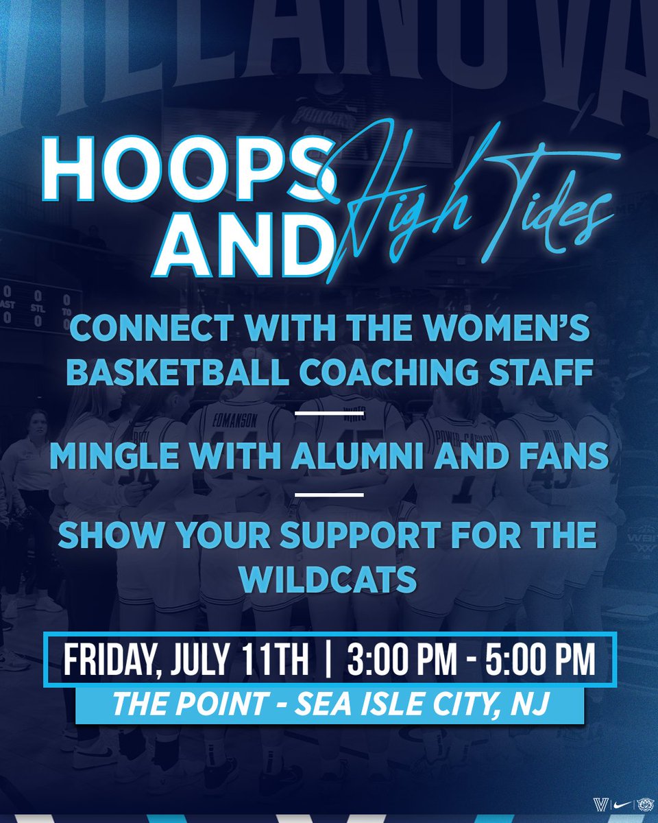 🏀🌊𝖲𝖠𝖵𝖤 𝖳𝖧𝖤 𝖣𝖠𝖳𝖤🌊🏀

Join your fellow Villanovans for an unforgettable afternoon in Sea Isle City for 𝓗𝓞𝓞𝓟𝓢 𝓐𝓝𝓓 𝓗𝓘𝓖𝓗 𝓣𝓘𝓓𝓔𝓢

Register here: bit.ly/448kGMw