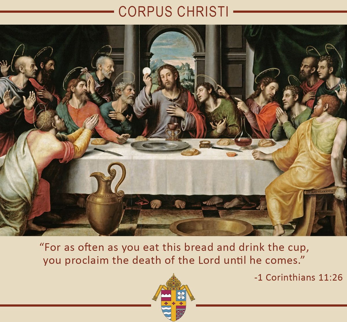 Jesus, in the wonderful sacrament of the Eucharist, You have left us a memorial of Your Passion. Grant us the faith to revere the sacred mysteries of Your Most Holy Body and Blood, that we may always experience in ourselves the fruits of Your redemption. Amen. #CorpusChristi