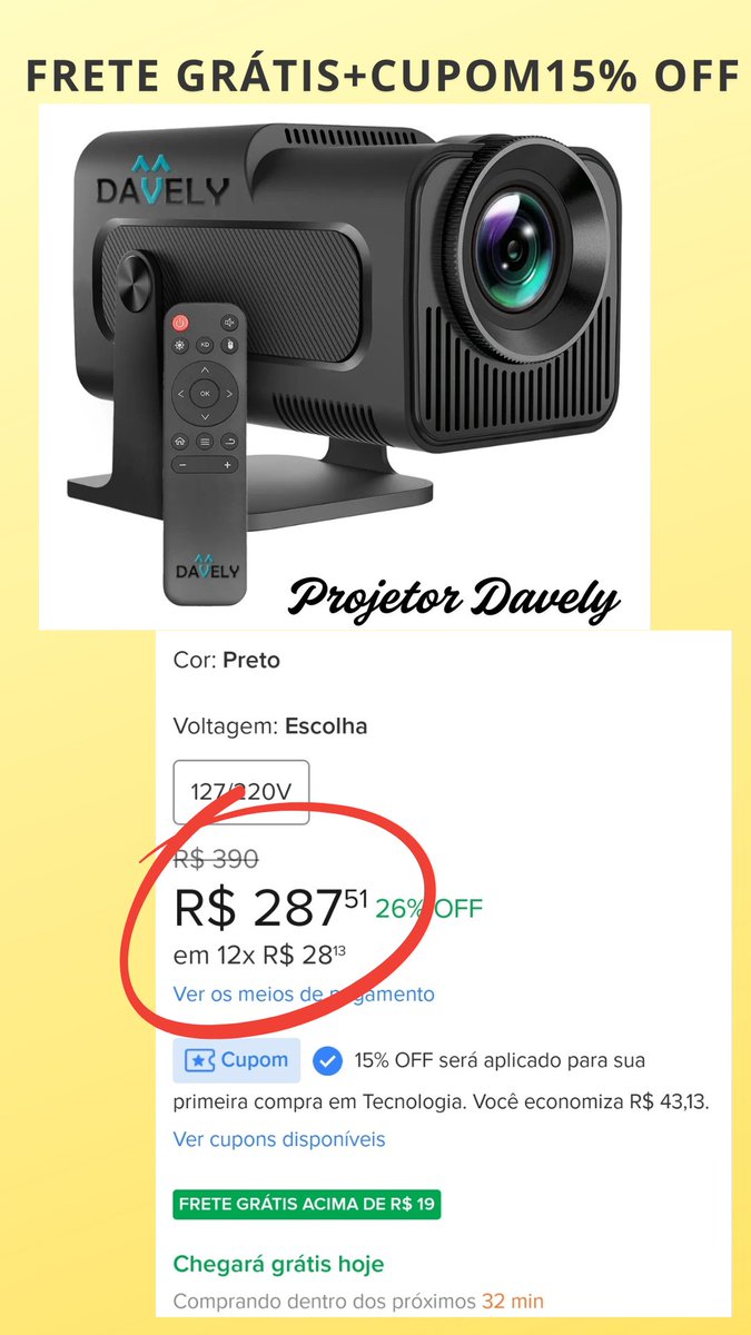 FernandaCibele's tweet photo. 🚨 PROMOÇÃO 🚨 Mini projetor no precinho, FRETE GRÁTIS E AINDA 15% OFF....... Correeeeee e aproveita 
Entrega super rápida do Mercado Livre 
Link aqui : https://t.co/W9iDgYbeLw https://t.co/EN9vsqjiNW