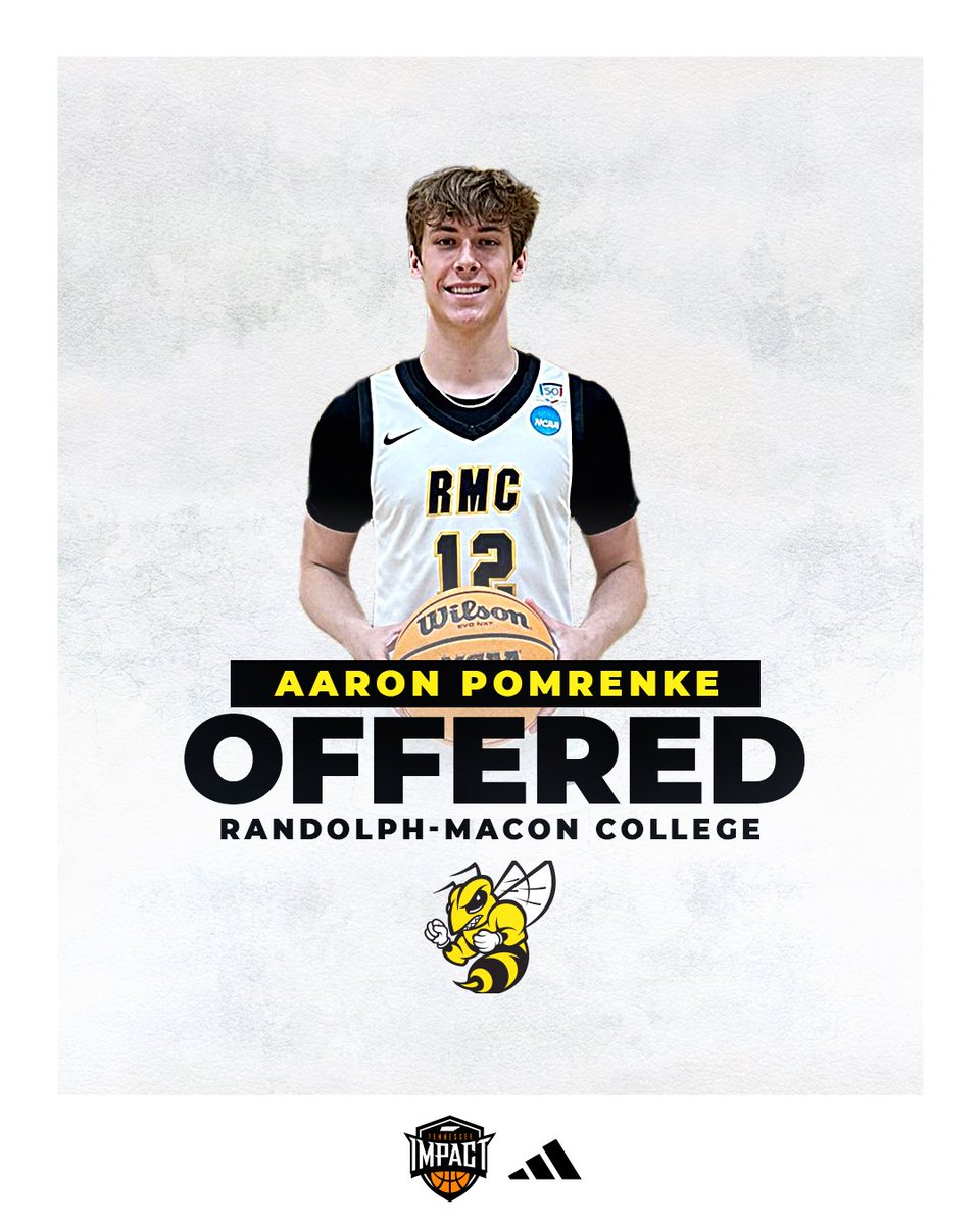 Tennessee Impact Basketball (@tennimpact) on Twitter photo Congratulations 2026 <a href="/AaronPomrenke/">Aaron Pomrenke</a> on receiving an offer from Randolph Macon College.
#reptheshield #tenneseeimpact #allheart #makeanimpact #tnimpact #tennesseehoops #adidasbasketball #3SSB #3stripesselectbasketball Congratulations 2026 <a href="/AaronPomrenke/">Aaron Pomrenke</a> on receiving an offer from Randolph Macon College.
#reptheshield #tenneseeimpact #allheart #makeanimpact #tnimpact #tennesseehoops #adidasbasketball #3SSB #3stripesselectbasketball