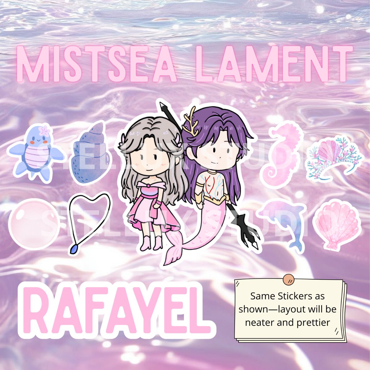 ‼️ONLY FOR IDR 8K‼️ 
Rafayel &amp; MC Lemurian Sea God Chibi Sticker pack 🌊✨️

🌟Get 2 cute version of Rafayel new myth with our beautiful MC💗

For journaling, digital use (transparent BG, High res) and printable too😆

Get yours now at lynk.id/stelluxstudio

#LoveandDeepspace