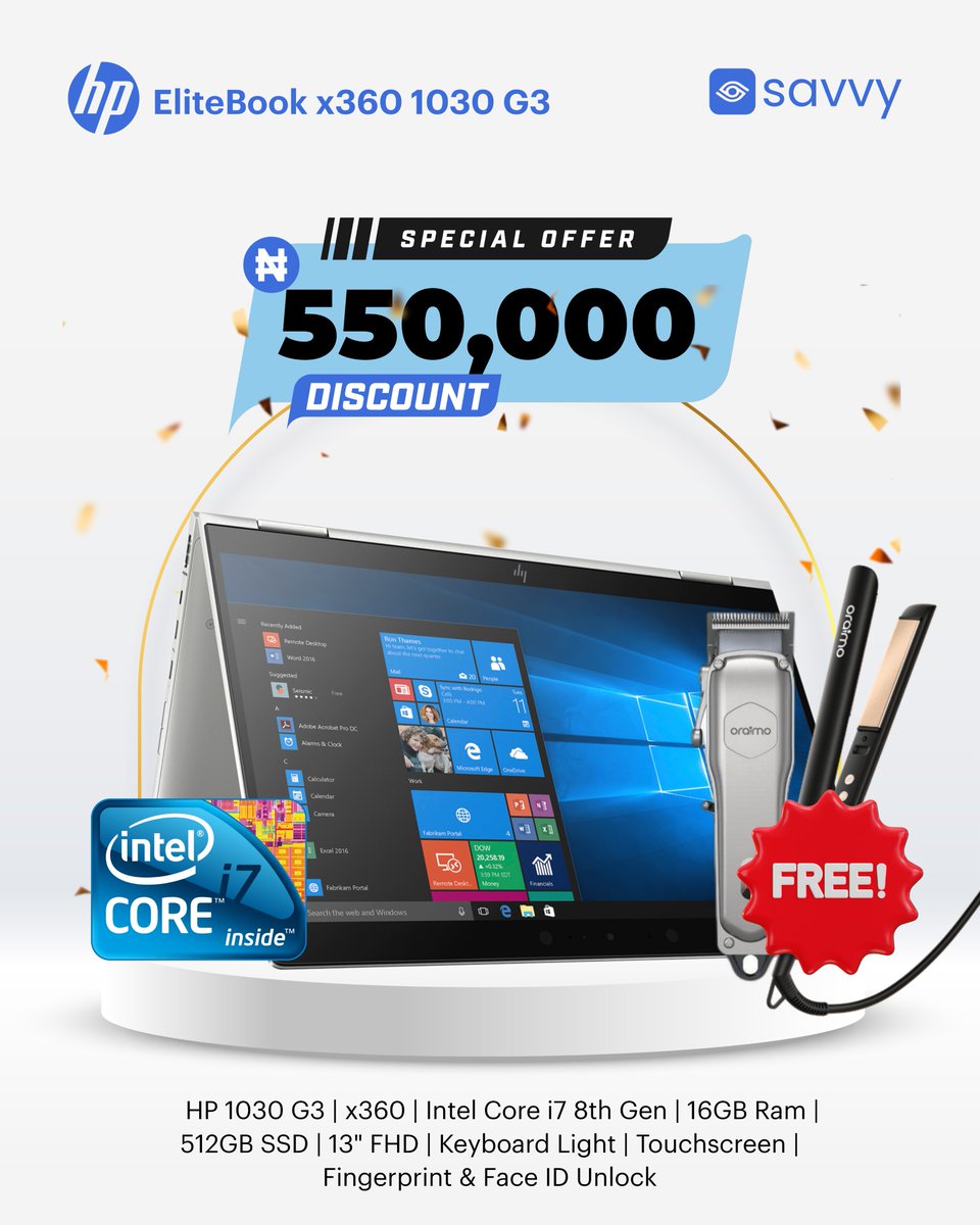 savvyinnov's tweet image. 🔥 Get More for Less at Savvy! Buy a premium laptop, get a FREE Oraimo gadget 🎁 — from Freepods to Smartwatches! Upgrade your tech, enjoy bonus gifts.

📍 4B Otigba Street, Computer Village, Ikeja
📞 +234 916 959 6945
#SavvyDeals #OraimoBonuses #LaptopPromo Bishop Aburi