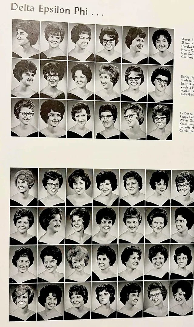 College sorority yearbook page from 1961. Imagine trying to find your girlfriend between classes!