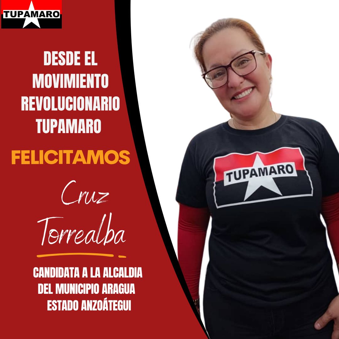 BloqCentroOccid's tweet photo. Desde el Bloque Centro Occidental “Henry Villegas” extendemos nuestras mas sinceras felicitaciones a la camarada Cruz Torrealba por su candidatura a la alcaldía del Municipio Aragua del Estado @AnzoateguiMrt3 
#TupamaroEjemploDeLucha
#ComunaONada https://t.co/d3QqPQNSjr