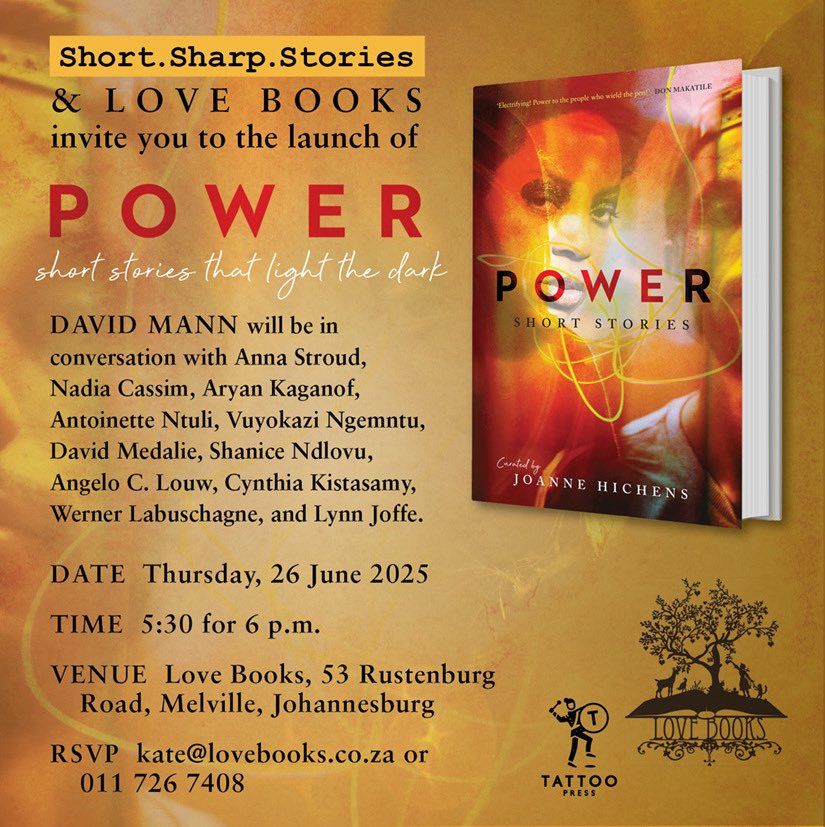 And we look forward to a fab Johannesburg launch of the Short.Sharp.Stories anthology POWER 💥