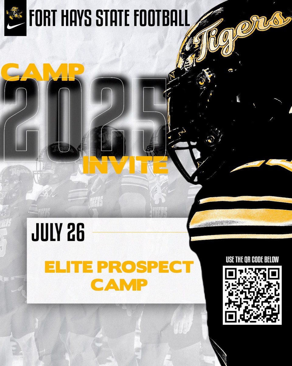 🔥🐯Join us at Fort Hays State University for our Elite Prospect Camp — This is your shot to showcase your skills, compete with the best, and get noticed by the FHSU coaching staff. 
📍 Lewis Field Stadium, Hays, KS
📥 DM for more info!