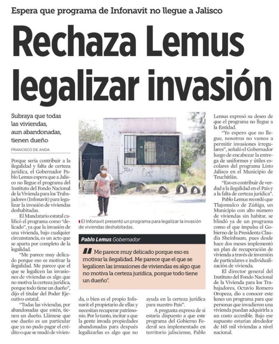 Alejandro Muñoz E. 🔻🇵🇸 (@alejandromunoze) on Twitter photo Para <a href="/PabloLemusN/">Pablo Lemus Navarro</a>, la ciudad es patrimonio del capital, no de quienes la habitan. Defender casas vacías como propiedad sagrada y llamar a la autogestión ‘ilegalidad’ revela su dogma: si no puedes pagar, no mereces ciudad. ¿Derecho a la vivienda? Solo para quienes cotizan. Para <a href="/PabloLemusN/">Pablo Lemus Navarro</a>, la ciudad es patrimonio del capital, no de quienes la habitan. Defender casas vacías como propiedad sagrada y llamar a la autogestión ‘ilegalidad’ revela su dogma: si no puedes pagar, no mereces ciudad. ¿Derecho a la vivienda? Solo para quienes cotizan.
