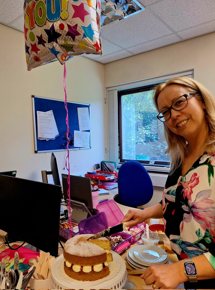 Our fantastic Community Clinical Lead Chris Hyde will be finishing her 3 year tenure at the end of June. We had a "tear and share" to mark her departure, with a spectacular Victoria sponge cake by Debbie. Thanks for all your work Chris, you've been outstanding!