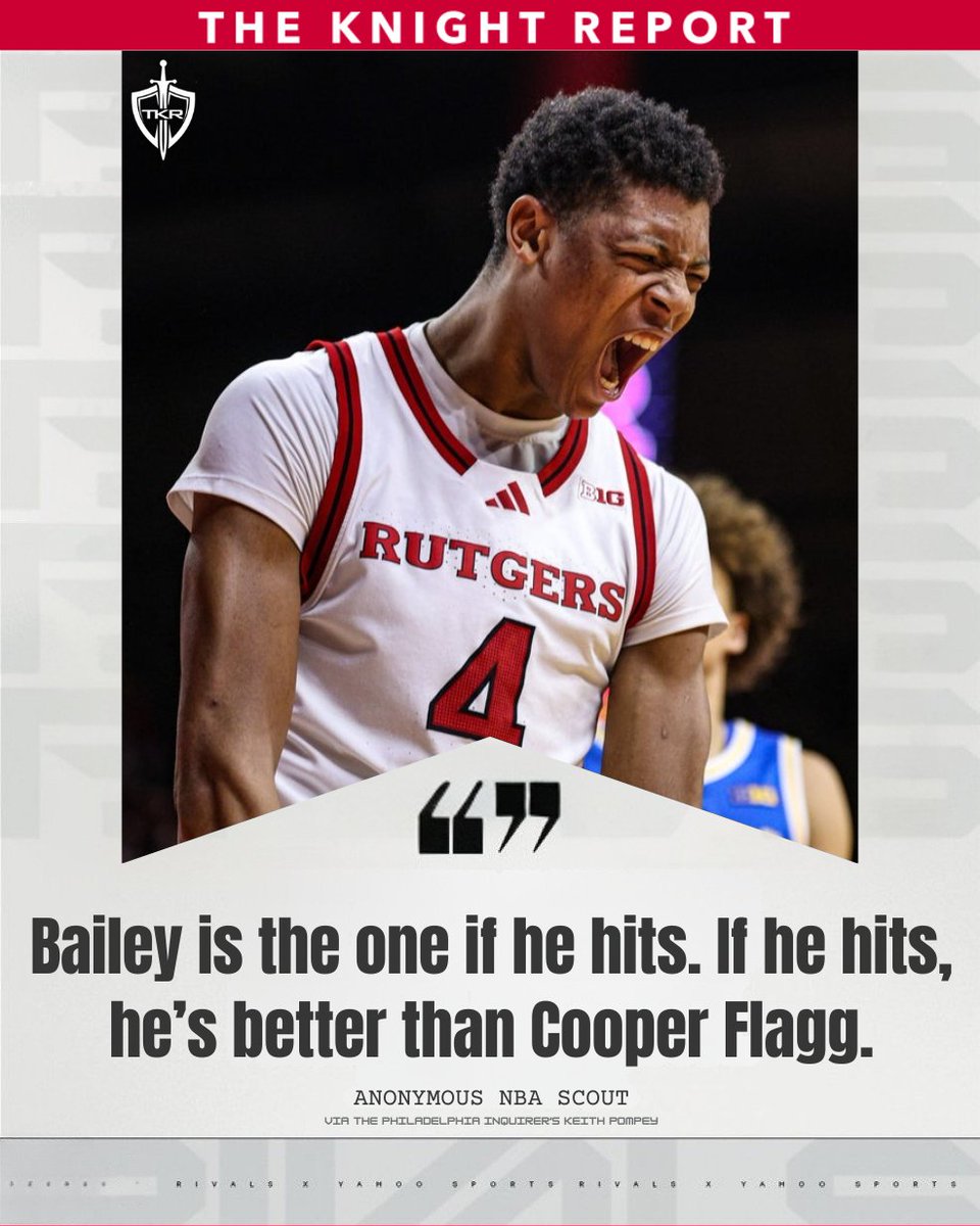 One anonymous NBA scout feels that if it all clicks, Rutgers wing Ace Bailey has a higher ceiling than Cooper Flagg.

👉 tinyurl.com/4caa7va7