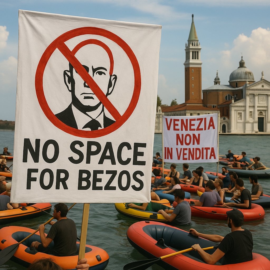 busintriper's tweet photo. "Bloquearemos los canales!" Venecia contra la boda de Bezos y Sánchez: planean impedir su llegada a la iglesia https://t.co/HAFGDwlFcG https://t.co/9VOb9iO0bD