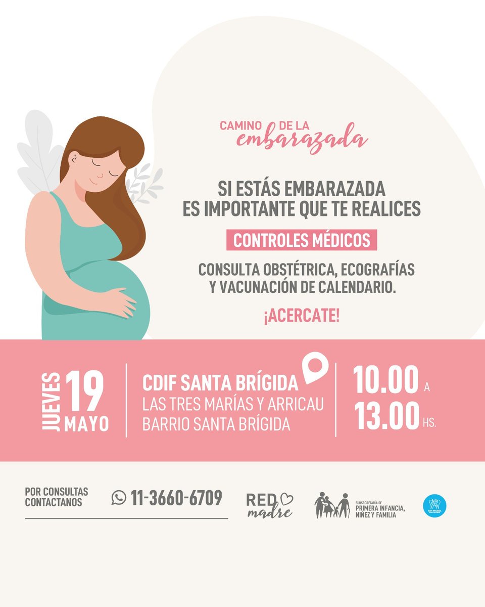 El jueves 19 de junio realizaremos un nuevo operativo de Camino de la Embarazada en Santa Brígida, para que quienes lo necesiten puedan realizarse los controles debidos🤰
Mirá los detalles del operativo en la foto
