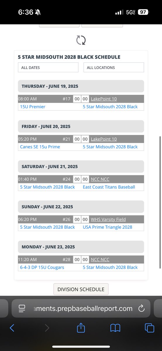 2028 Midsouth Black Schedule 💪 

We head on down to Lakepoint this upcoming week for the PBR 15U National Championships! Boys off to a strong 11-3 start to the year, looking forward to seeing what they can do down here this week! #MidsouthMafia