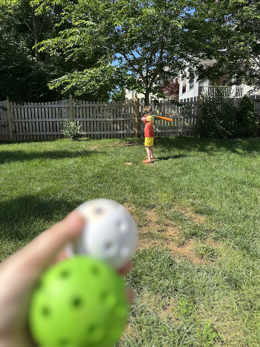 MrsScienceof6th's tweet image. All summer every morning before it gets too hot #wiffleball #baseballmom #backyardball #clearthelist