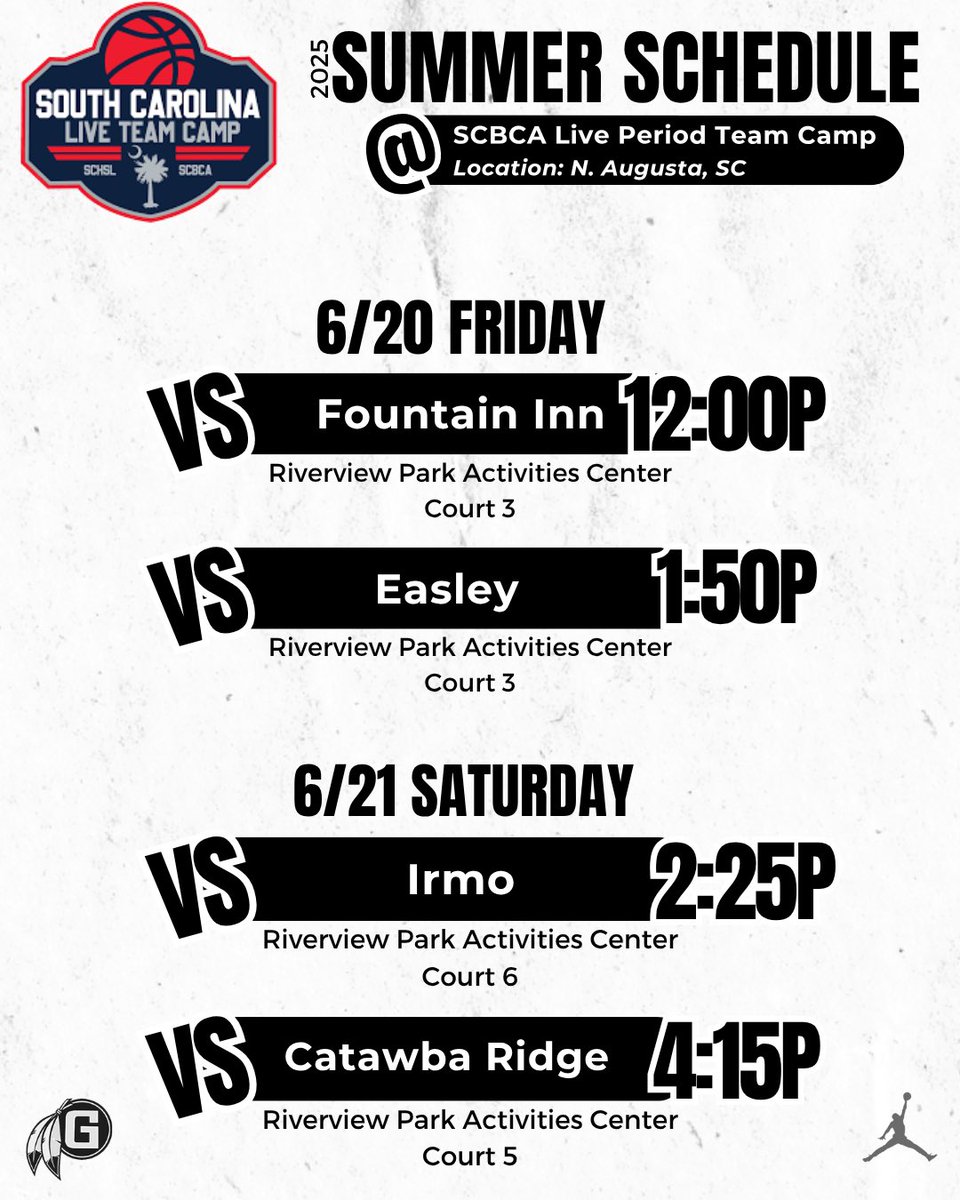 College Coaches, here is our schedule for the SCBCA Live Period Team Camp this Weekend‼️