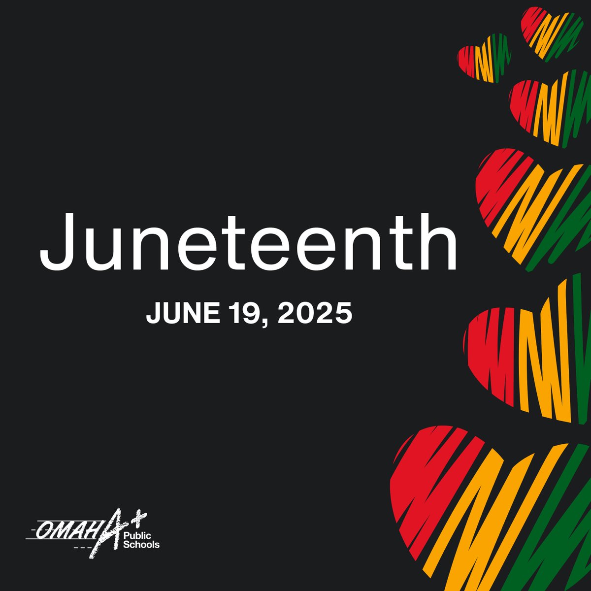 OmahaPubSchool's tweet image. Omaha Public Schools will be closed on Thursday, June 19, in observance of the Juneteenth federal holiday.