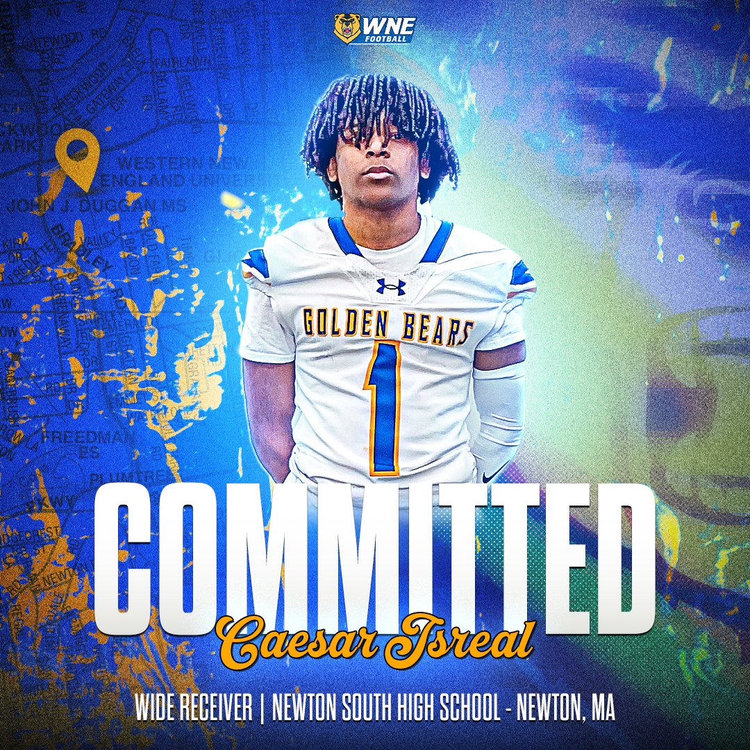 WNEFB's tweet image. Golden Bear Football Family, Welcome Caesar Isreal!

🏫Newton South High School (Boston, MA)
🏈WR
📏5&apos;10
⚖️160
🏅Team Captain, All-League, Team Award for Excellence

#AlwaysOn

🎨@colby_graphics