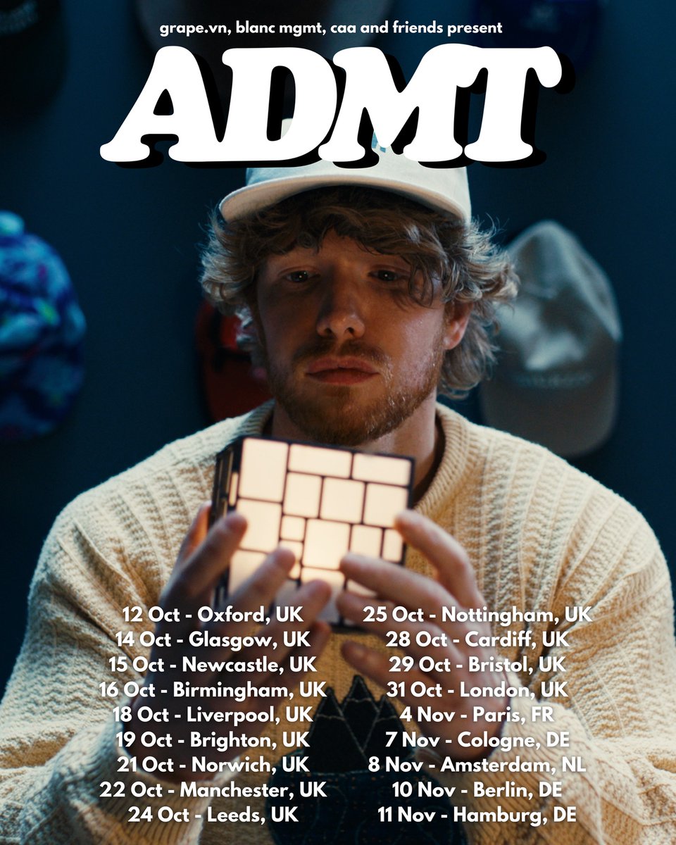 🚨ON SALE NOW🚨 Don't miss ADMT at The Waterfront in October!
His live shows, whether in an intimate venue or headlining a festival stage, are immersive experiences built on honesty, storytelling, and unfiltered connection.

Tickets&gt; ueaticketbookings.co.uk/event/admt/