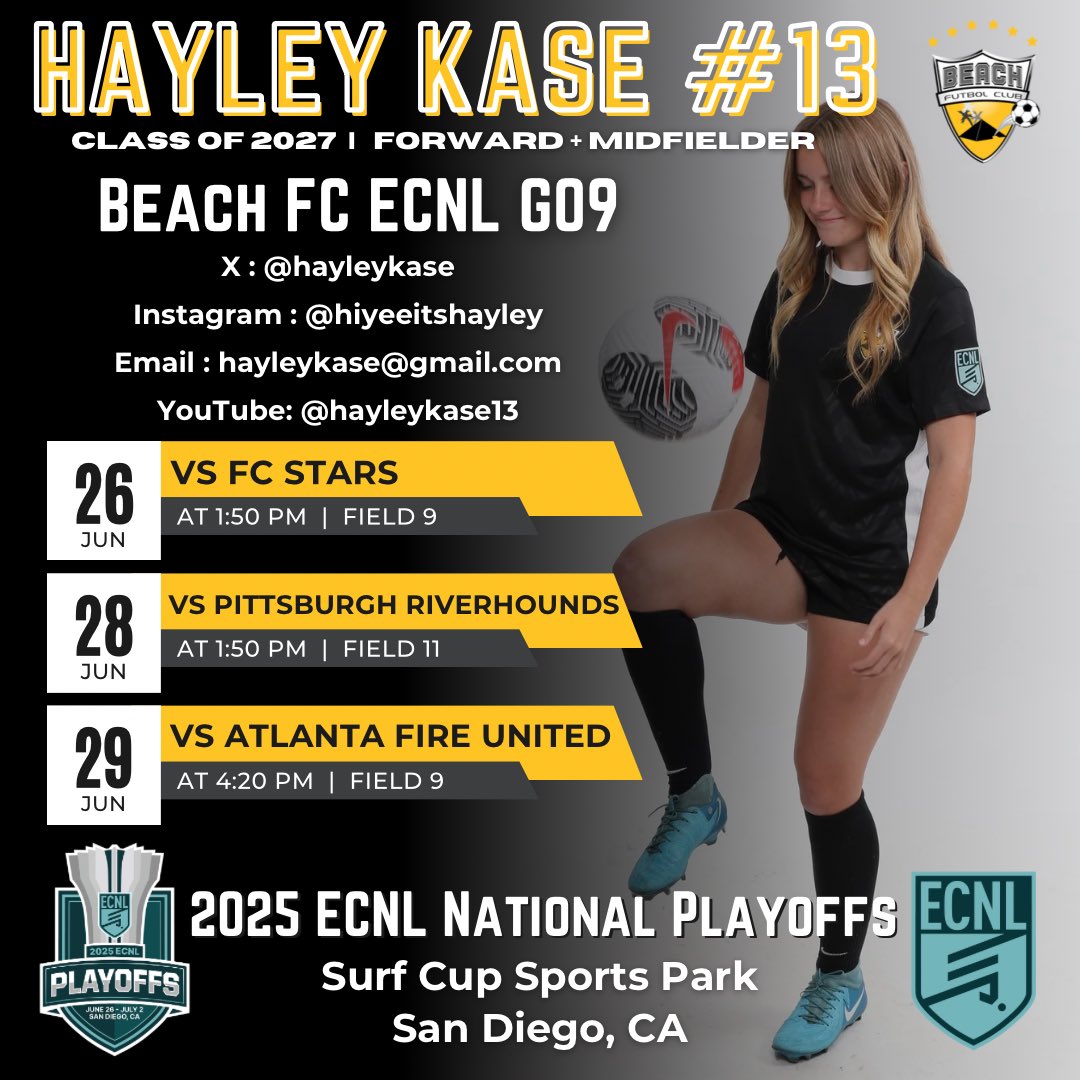 Playoff Schedule just dropped!! Can’t wait to compete! LFG BEACH! 🖤💛