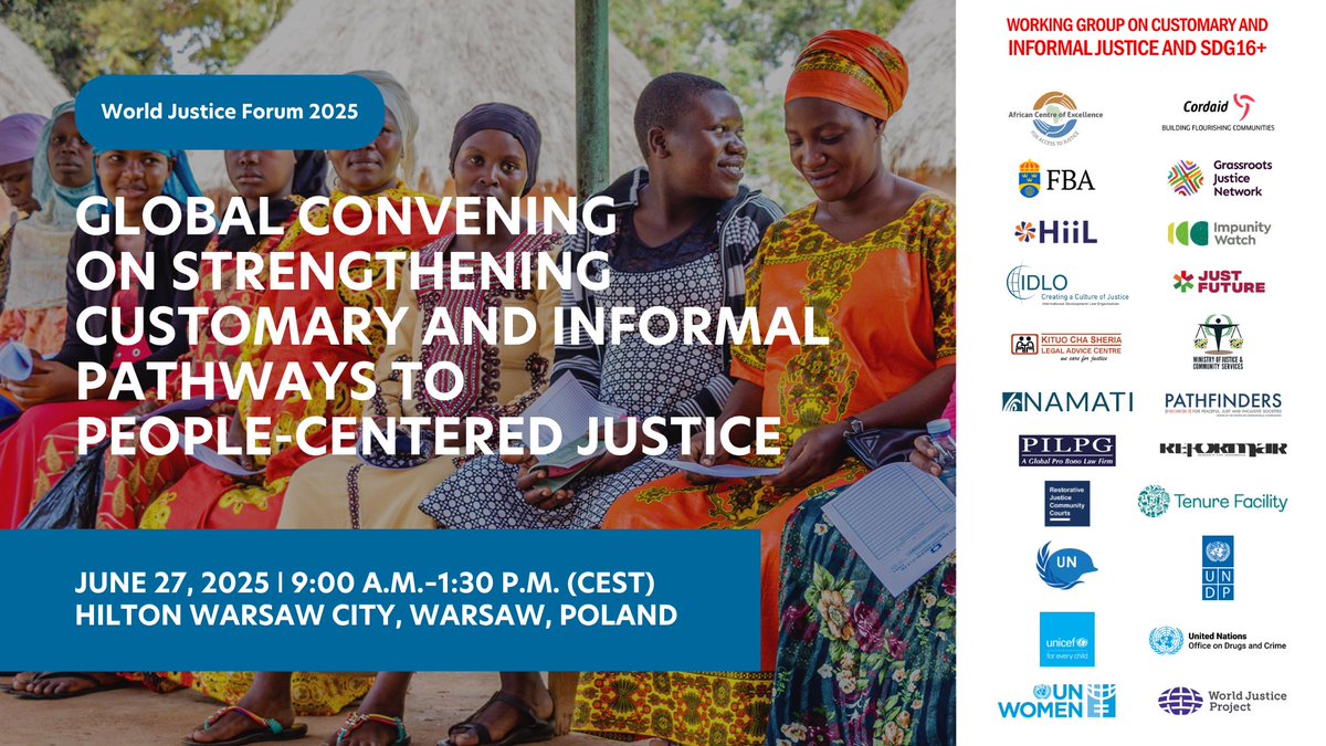🤔 How can we drive policy change and marshal resources to accelerate transformative action in the final five years of the #2030Agenda?

🌐 The global convening at the #WorldJusticeForum2025 side event, “Global Convening on Strengthening Customary and Informal Pathways to
