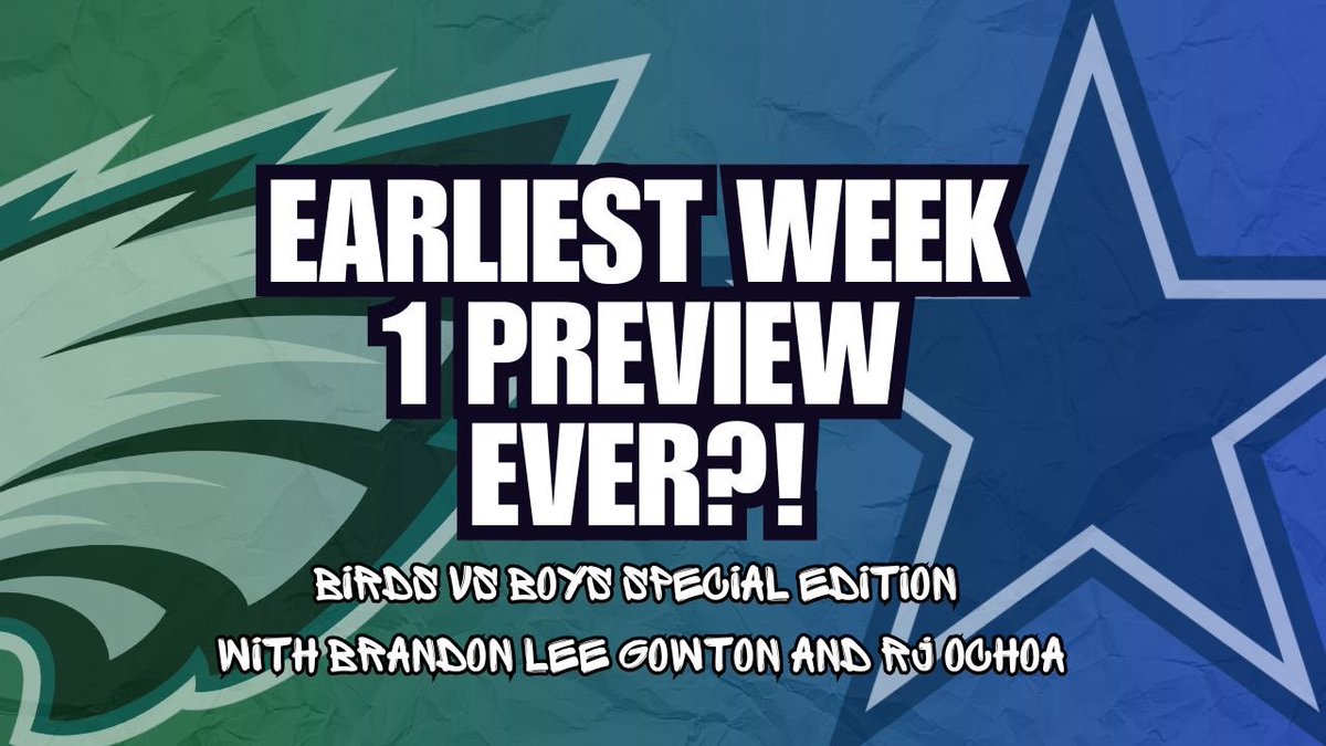 THE EARLIEST WEEK 1 PREVIEW IN NFL HISTORY‼️

The whole band is back together as the guys are joined by <a href="/rjochoa/">RJ Ochoa</a> and <a href="/BrandonGowton/">Brandon Lee Gowton</a> to breakdown the Week 1 NFL Kickoff extravaganza between the Cowboys and Eagles 

youtu.be/JMj_rR90P1c?si…