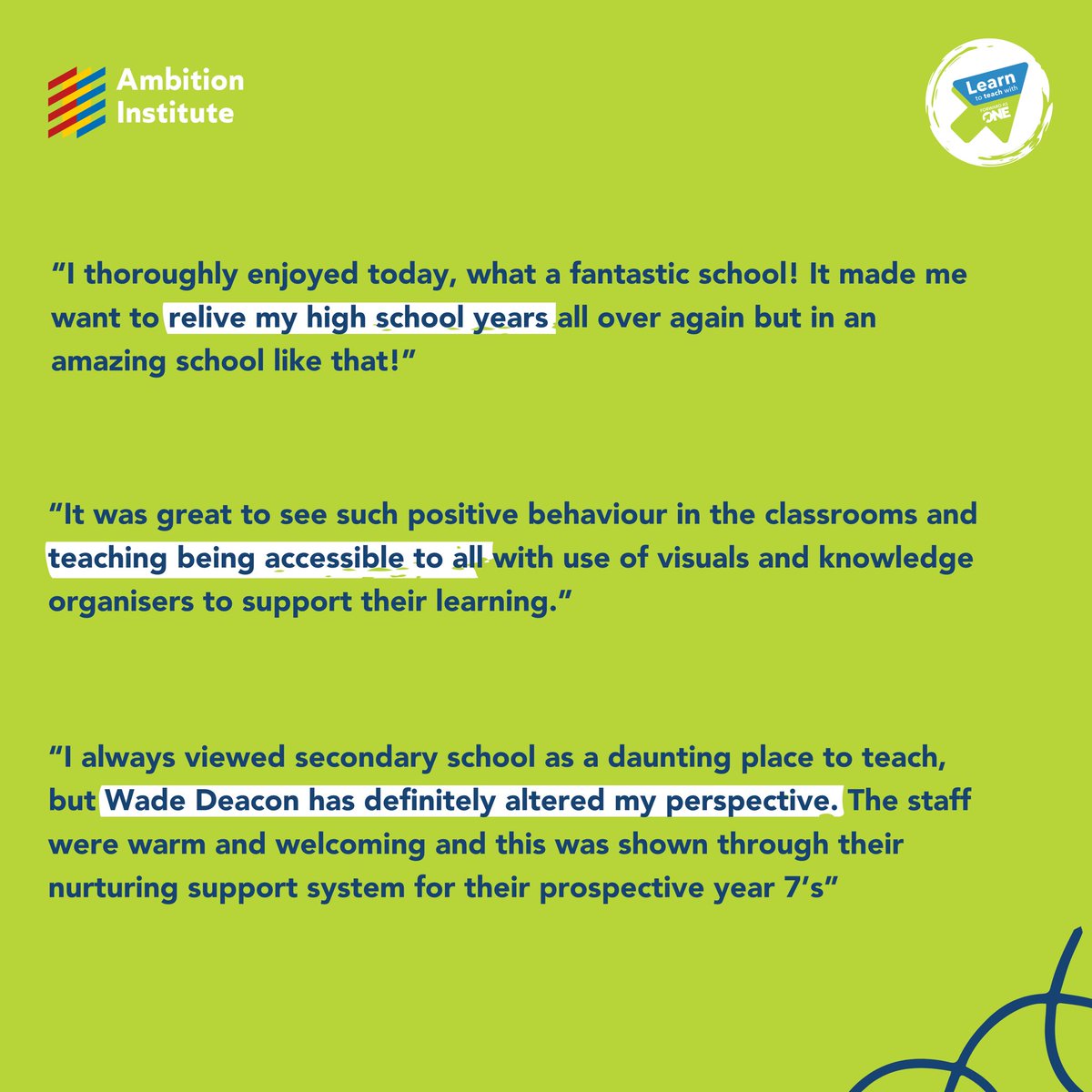 LEARN with FA1 (@learnwithfa1) on Twitter photo Our initial trainee teachers had a fantastic specialist placement day at <a href="/wadedeacon/">Wade Deacon</a> yesterday🙌👩🏽🎓
A special thank you goes to all of the amazing staff & pupils at Wade Deacon on behalf of the whole ITT team. Thank you for our wonderful trainees too!
#forwardasone #teachers Our initial trainee teachers had a fantastic specialist placement day at <a href="/wadedeacon/">Wade Deacon</a> yesterday🙌👩🏽🎓
A special thank you goes to all of the amazing staff & pupils at Wade Deacon on behalf of the whole ITT team. Thank you for our wonderful trainees too!
#forwardasone #teachers