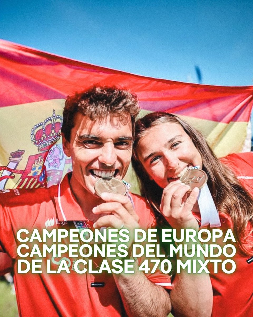 Nuestro equipo de vela APUNTANDO ALTO! 🙌🏼🇪🇸⛵️

En menos de 5 meses…. Se han proclamado:
🥇 CAMPEONES DE EUROPA 
🥇CAMPEONES DEL MUNDO DE LA CLASE 470 MIXTO 

👏🏼 ¡¡¡ENHORABUENA!!! 👏🏼
