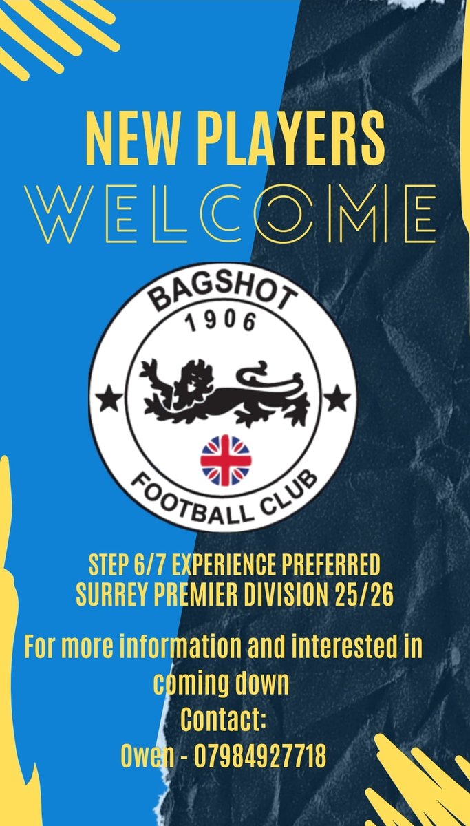 We are still looking for new players to add to the squad. 

Contact the club or Owen on the number below or just drop into training.