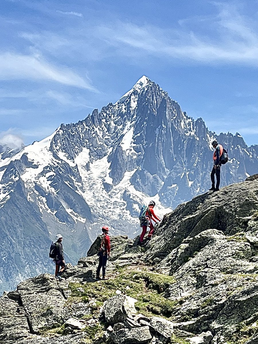 guidemark's tweet image. Training the next generation of alpine climbers with the Aiguille Verte as the back drop @The_JCMT
