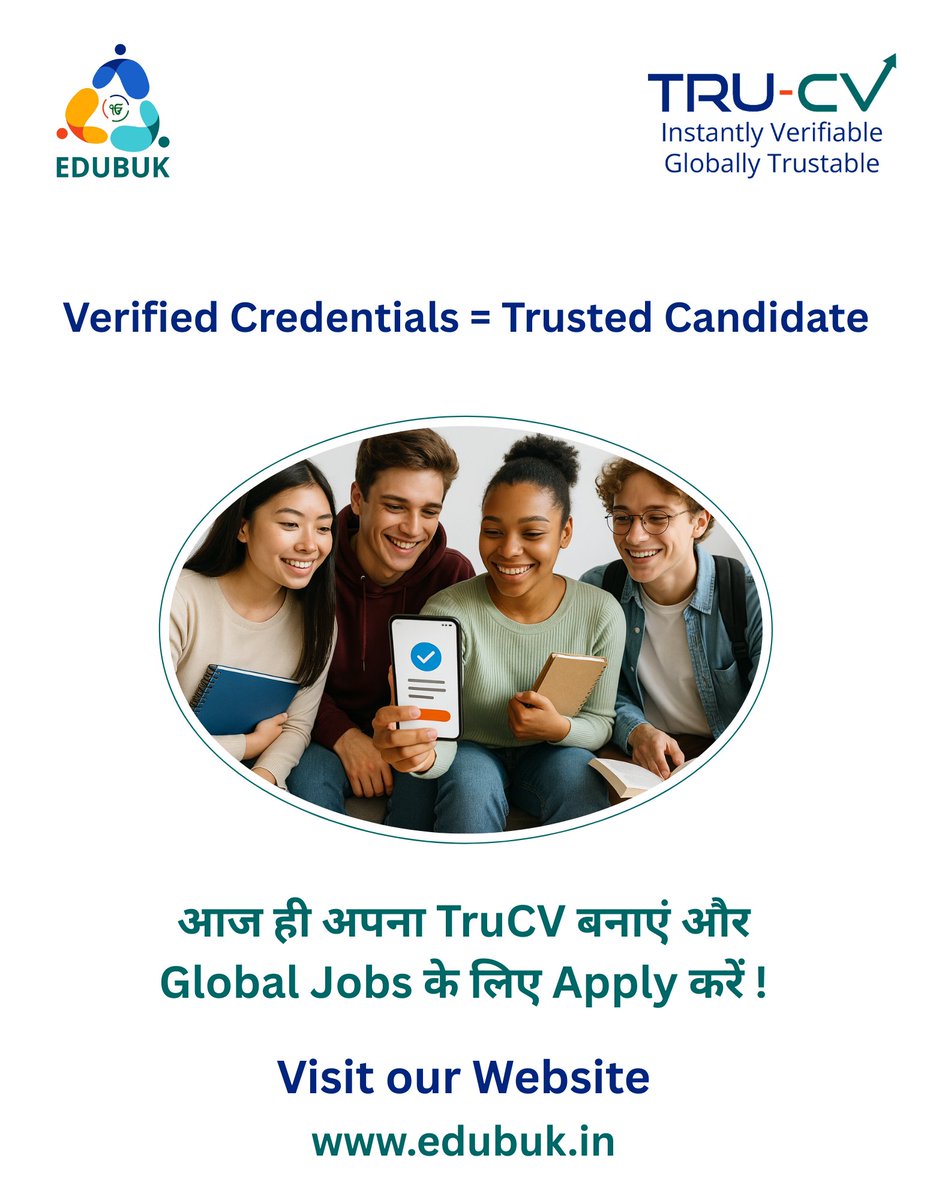 📄 Verified Credentials = Trusted Candidate
✅ Global Job Market mein apni strong pehchaan banao!

Aaj hi apna TruCV banao aur duniya bhar ki job opportunities ke liye confidently apply karo! 🌍💼

💥 No fake claims, sirf verified skills &amp; profile!

🔗 Apply now through this
