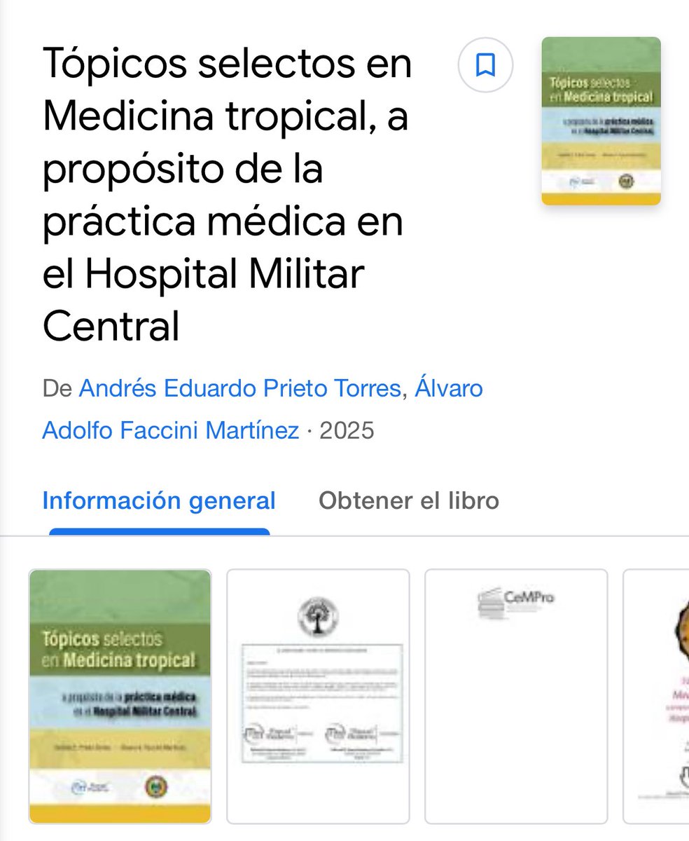 AAFaccini's tweet image. Nuestro libro “Tópicos selectos en Medicina tropical, a propósito de la práctica médica en el Hospital Militar Central”, ahora disponible en librerías digitales:
- Amazon
- Google Libros
- Apple Books
- Rakuten Kobo 
Así como en @manualmodernoco 
colombia.manualmoderno.com/topicos-select…